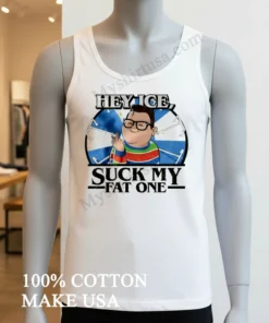 Hey Ice Suck My Fat One Cartoon Boy Glasses Middle Finger Shirt