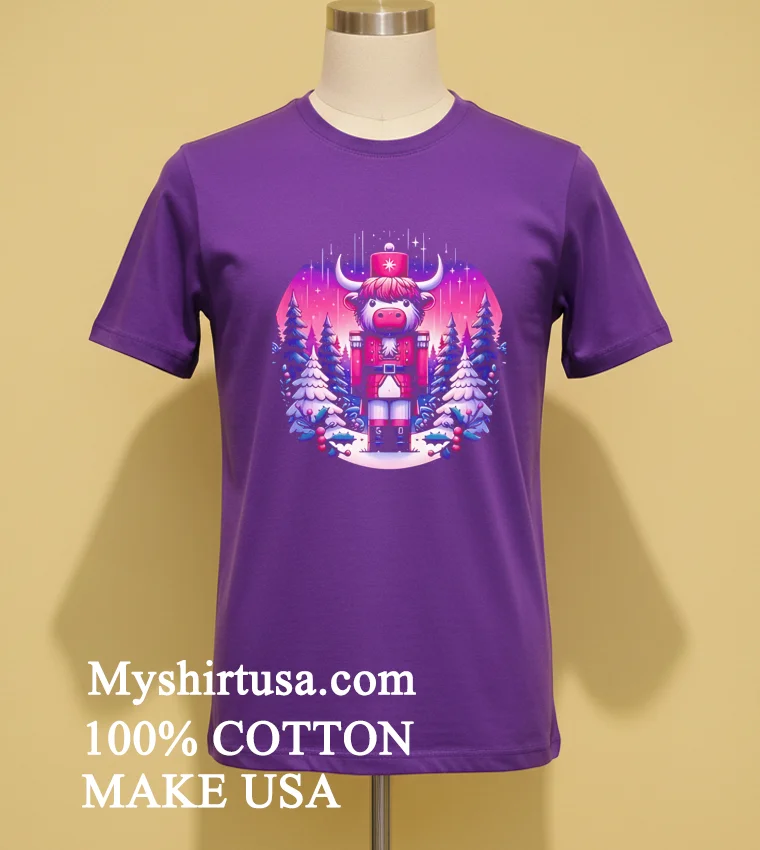 Highland Cow Nutcracker Shirt - purple-shirt Highland Cow Nutcracker Shirt Purple Shirt