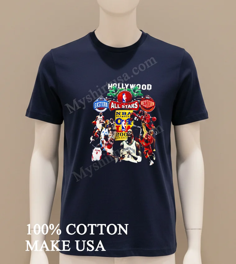 Hollywood Nba All Stars 2004 Los Angeles Basketball Player Collage funny america t-shirts - navy-shirt Hollywood Nba All Stars 2004 Los Angeles Basketball Player Collage Shirt Navy Shirt