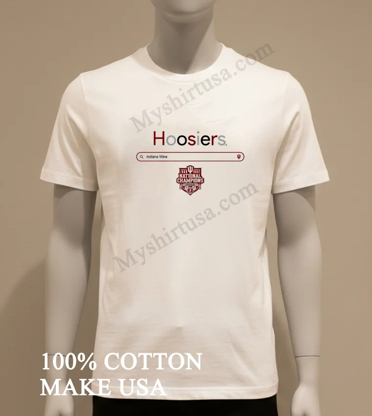 Hoosiers Indiana Wins National Champions 2025 Logo funny america t-shirts - white-t-shirt Hoosiers Indiana Wins National Champions 2025 Logo Shirt White T Shirt