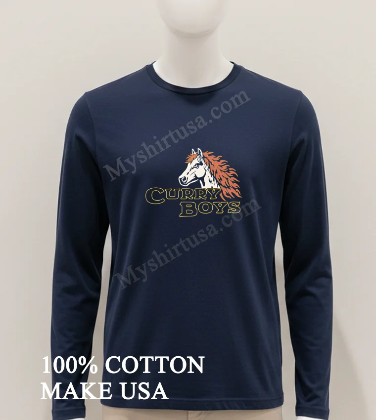 Horse With Fire Mane Yellow Outline Curry Boys Logo Shirt Hoodie Shirt 1