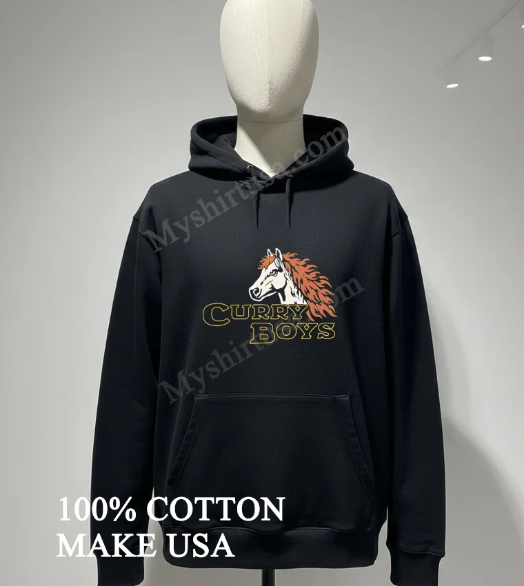 Horse With Fire Mane Yellow Outline Curry Boys Logo funny america t-shirts - hoodie-shirt Horse With Fire Mane Yellow Outline Curry Boys Logo Shirt Hoodie Shirt
