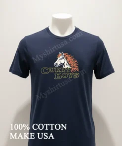Horse With Fire Mane Yellow Outline Curry Boys Logo funny america t-shirts