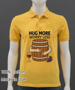 Hug More Worry Less Wine Barrel Simple Shirt