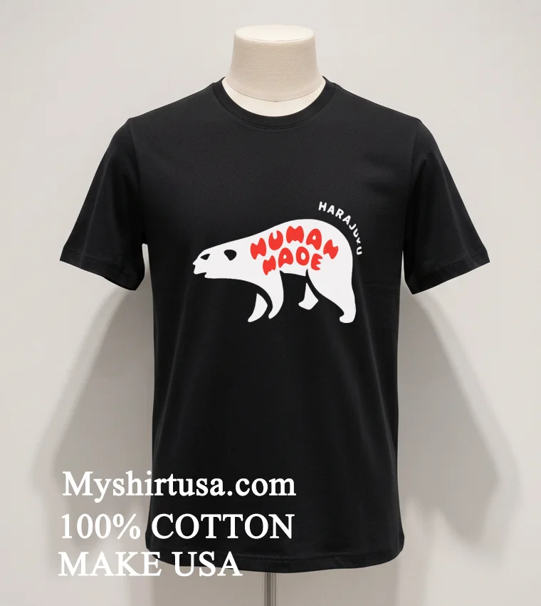 Human Made Harajuku Polar Bear Red Bubble Logo Shirt Balck Shirt