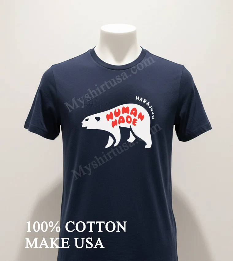 Human Made Harajuku Polar Bear Red Bubble Logo Shirt Navy Shirt