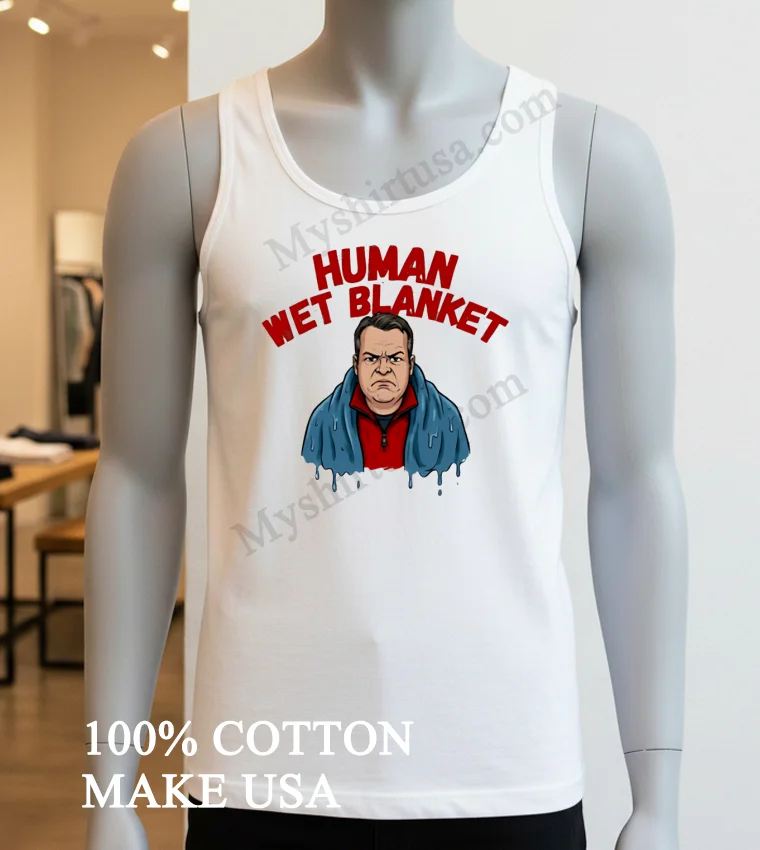 Human Wet Blanket Grumpy Man Wrapped In Blue Towel Shirt White T Shirt 3