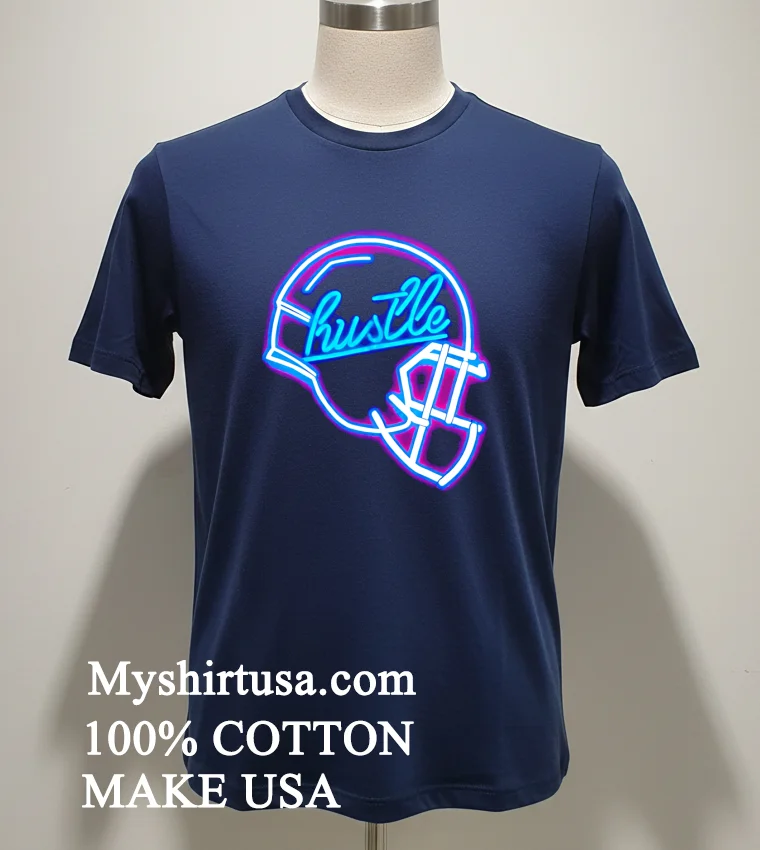 Hustle Helmet Neon Shirt Navy Shirt 1
