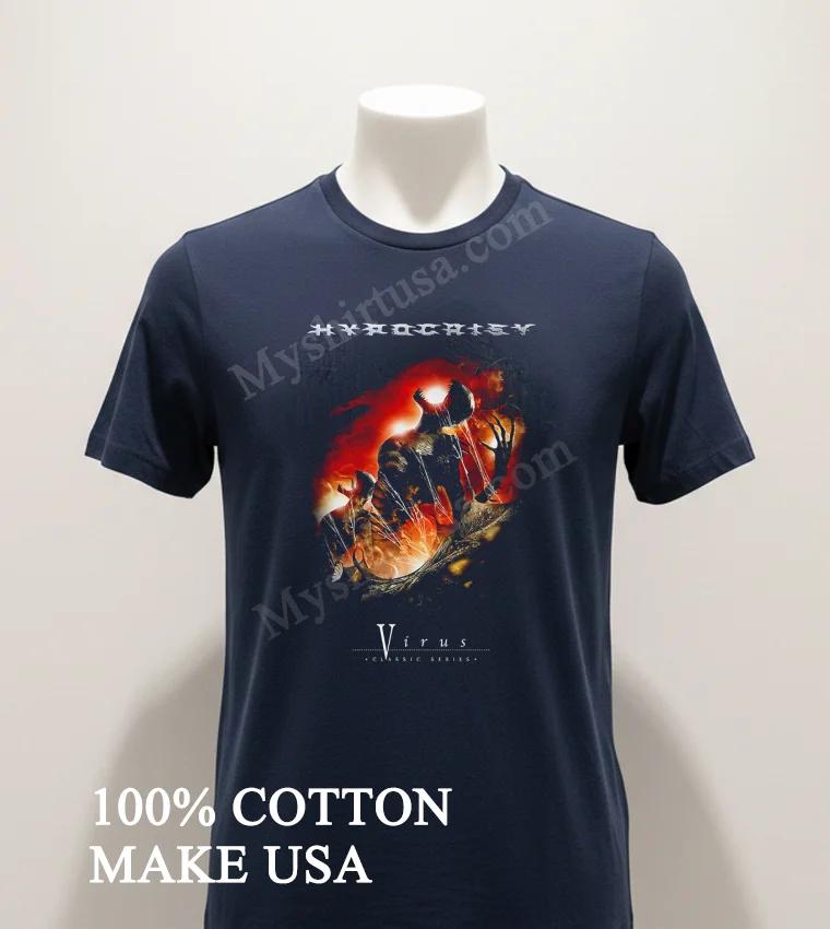 Hypocrisy Virus Classic Series Monster Death Metal funny america t-shirts - navy-shirt Hypocrisy Virus Classic Series Monster Death Metal Shirt Navy Shirt 1