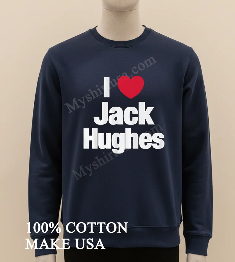 I Heart Jack Hughes Hockey Player Name Shirt Long Sleve Shirt