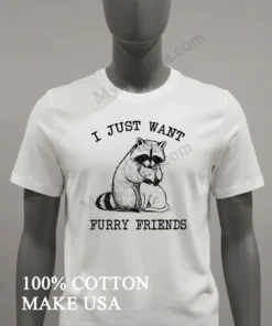 I Just Want Furry Friends Raccoon Hugging Cat funny america t-shirts