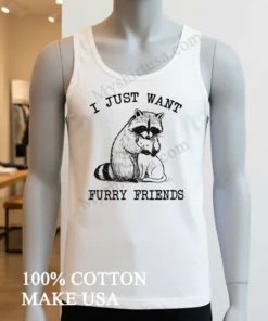 I Just Want Furry Friends Raccoon Hugging Cat funny america t-shirts