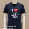 I Love Ann Michael Maye Red Heart Graphic Design Shirt Navy Shirt
