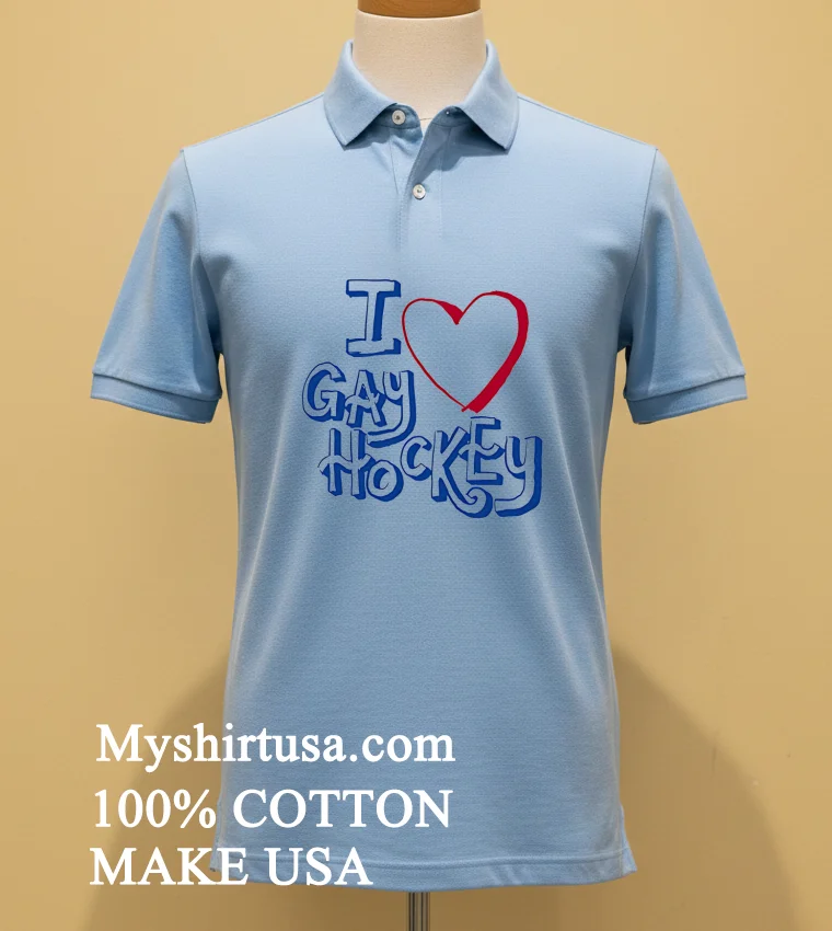 I Love Gay Hockey Shirt Blue Shirt