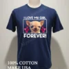 I Love My Girl Forever Smiling Chihuahua Dog Hearts Shirt Navy Shirt