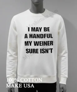 I May Be A Handful My Weiner Sure Isn T funny america t-shirts