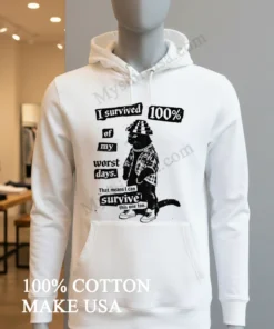 I Survived 100 Of My Worst Days Cat funny america t-shirts