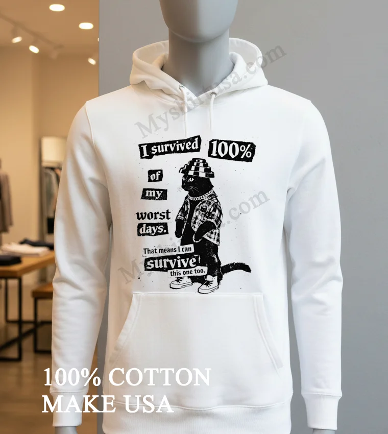 I Survived 100 Of My Worst Days Cat funny america t-shirts - hoodie-shirt I Survived 100 Of My Worst Days Cat Shirt Hoodie Shirt