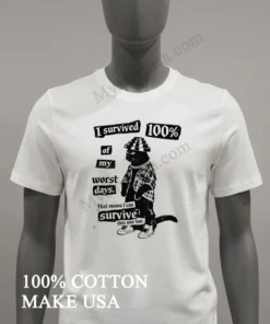 I Survived 100 Of My Worst Days Cat funny america t-shirts