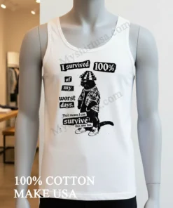 I Survived 100 Of My Worst Days Cat funny america t-shirts