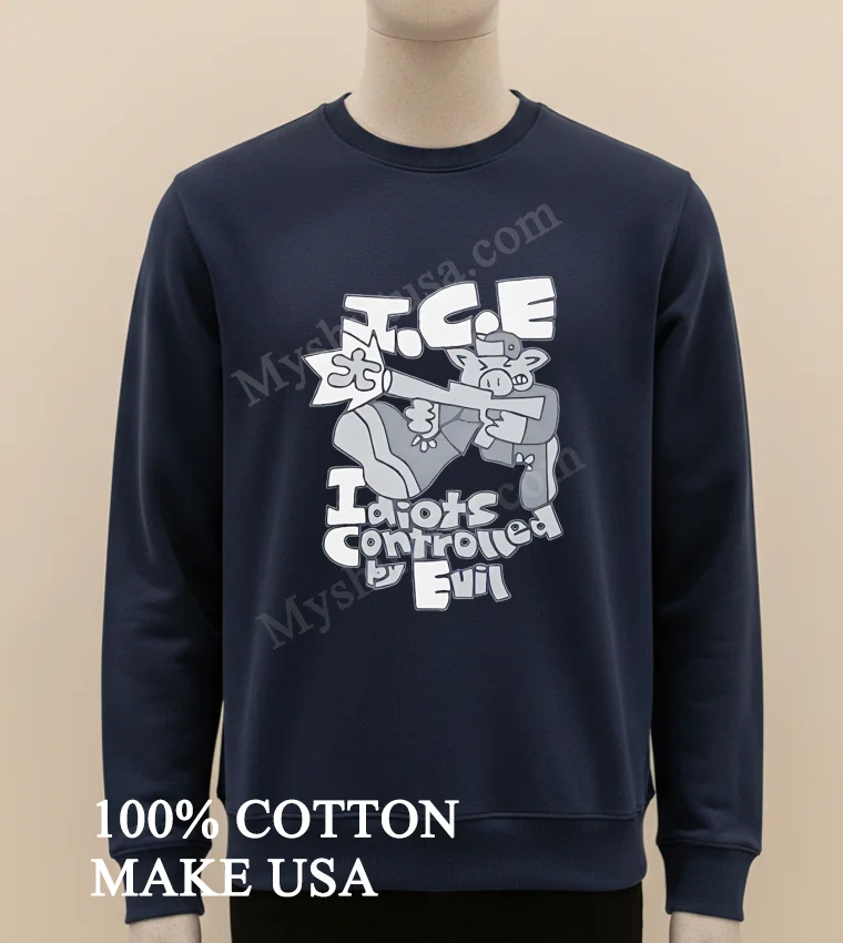 Ice Idiots Controlled By Evil Cartoon Pig Holding A Rifle Shirt Long Sleve Shirt