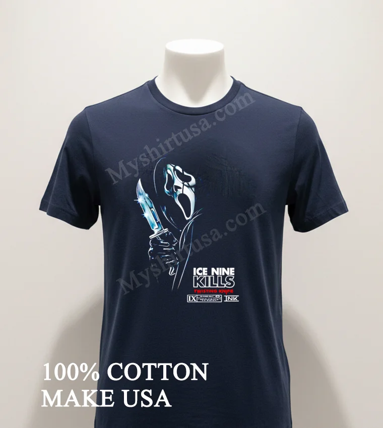 Ice Nine Kills Twisting Knife Scream Ghostface Horror Shirt Navy Shirt 1