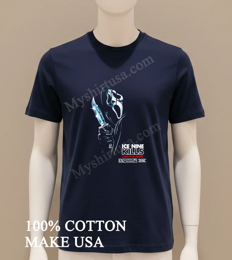 Ice Nine Kills Twisting Knife Scream Ghostface Horror Shirt Navy Shirt