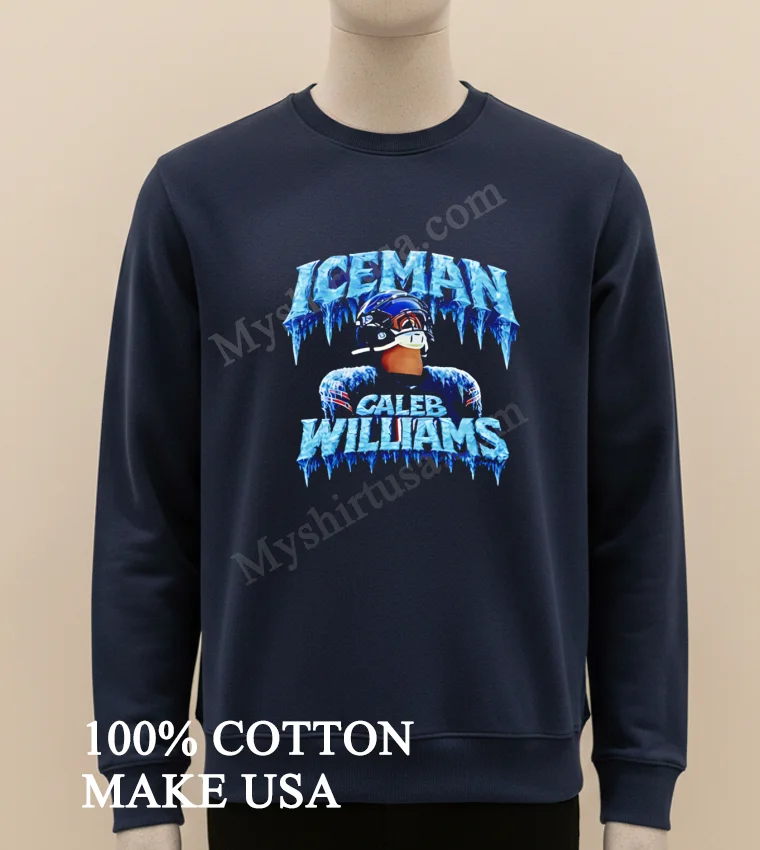 Iceman Caleb Williams Frozen Ice Text Football Quarterback Graphic Shirt Long Sleve Shirt
