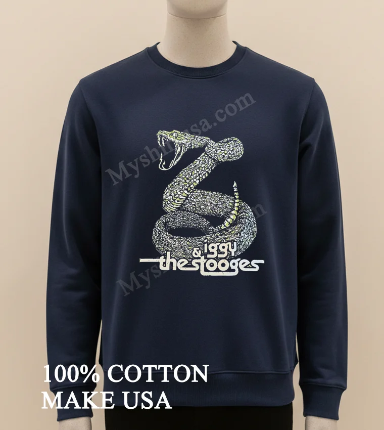 Iggy And The Stooges Rattlesnake Snake Graphic Punk Rock Music funny america t-shirts - long sleve shirt Iggy And The Stooges Rattlesnake Snake Graphic Punk Rock Music Shirt Long Sleve Shirt