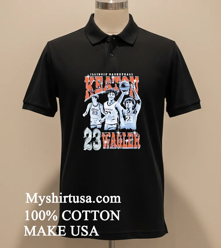Illinois Basketball Keaton Wagler Number 23 Action Pose Shirt Balck Shirt 1