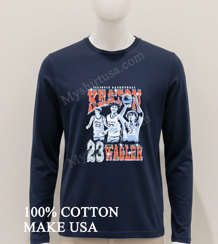 Illinois Basketball Keaton Wagler Number 23 Action Pose funny america t-shirts - hoodie-shirt Illinois Basketball Keaton Wagler Number 23 Action Pose Shirt Hoodie Shirt 1
