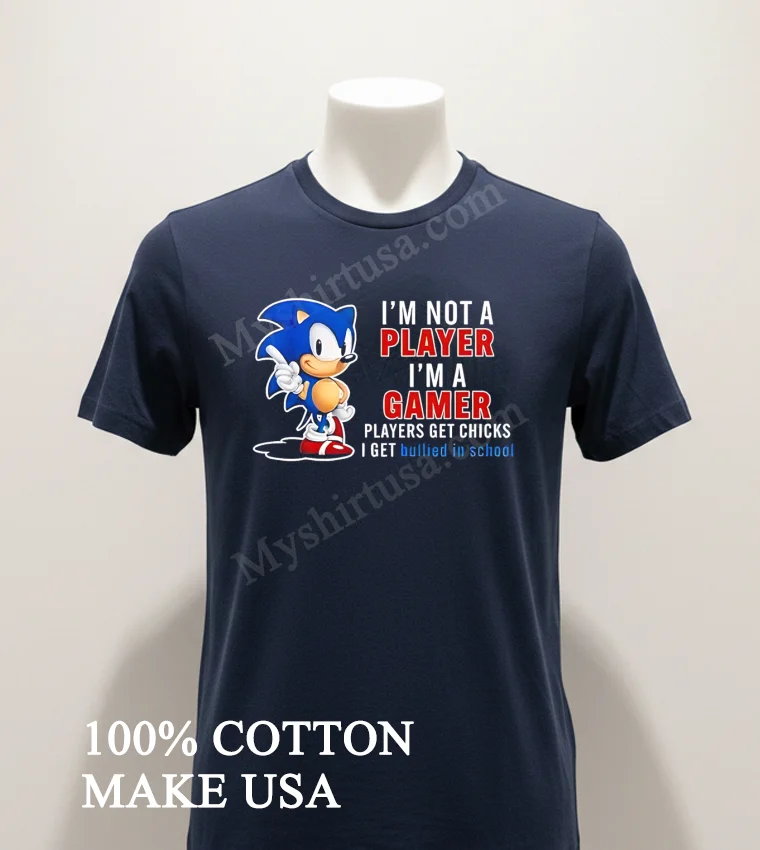 Im Not A Player Im A Gamer Cartoon Shirt Navy Shirt 1