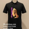 Im So Excited Woman With Blonde Curly Hair Shirt Balck Shirt