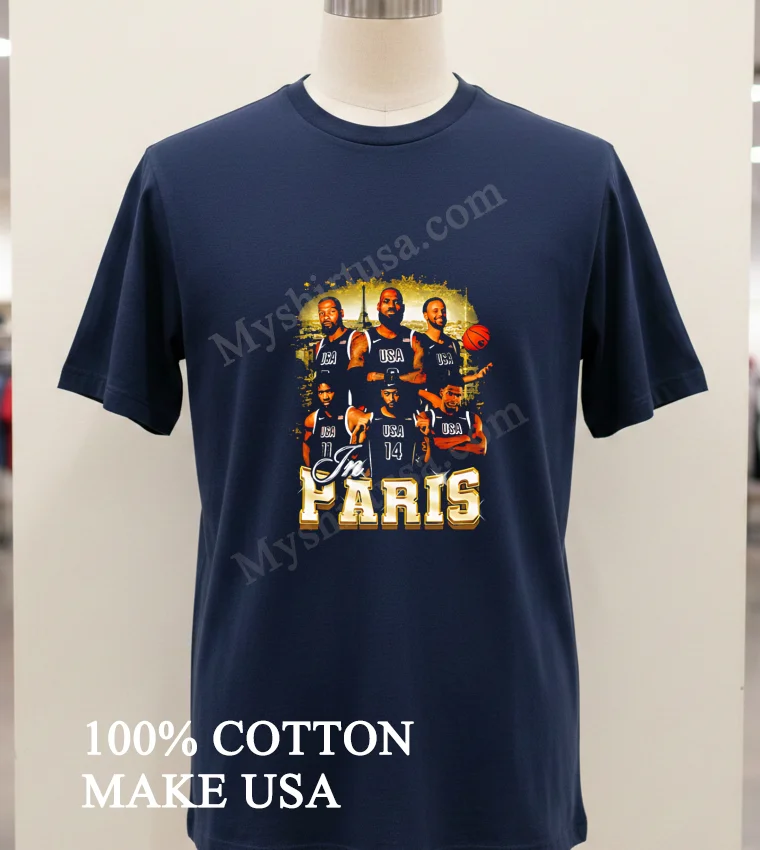 In Paris Basketball Graphic Team Players funny america t-shirts - navy-shirt In Paris Basketball Graphic Team Players Shirt Navy Shirt