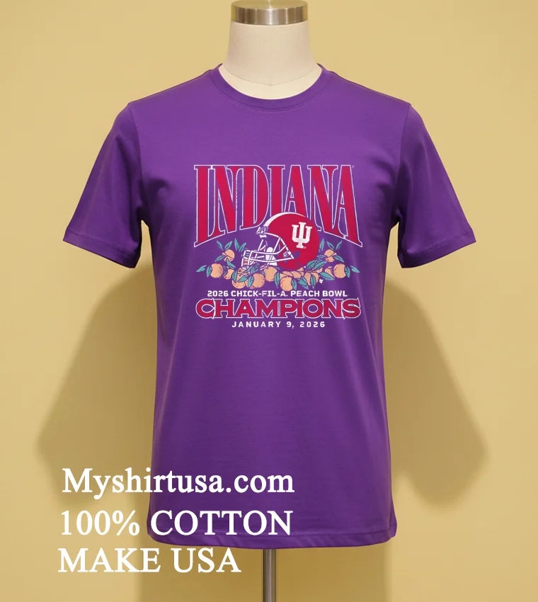 Indiana Football 2026 Cfp Peach Bowl Champions Helmet Shirt Purple Shirt