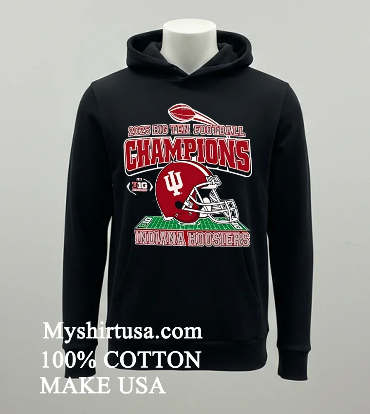 Indiana Hoosiers 2026 Big Ten Football Champions Iu Helmet Graphic Championship Shirt Balck Shirt