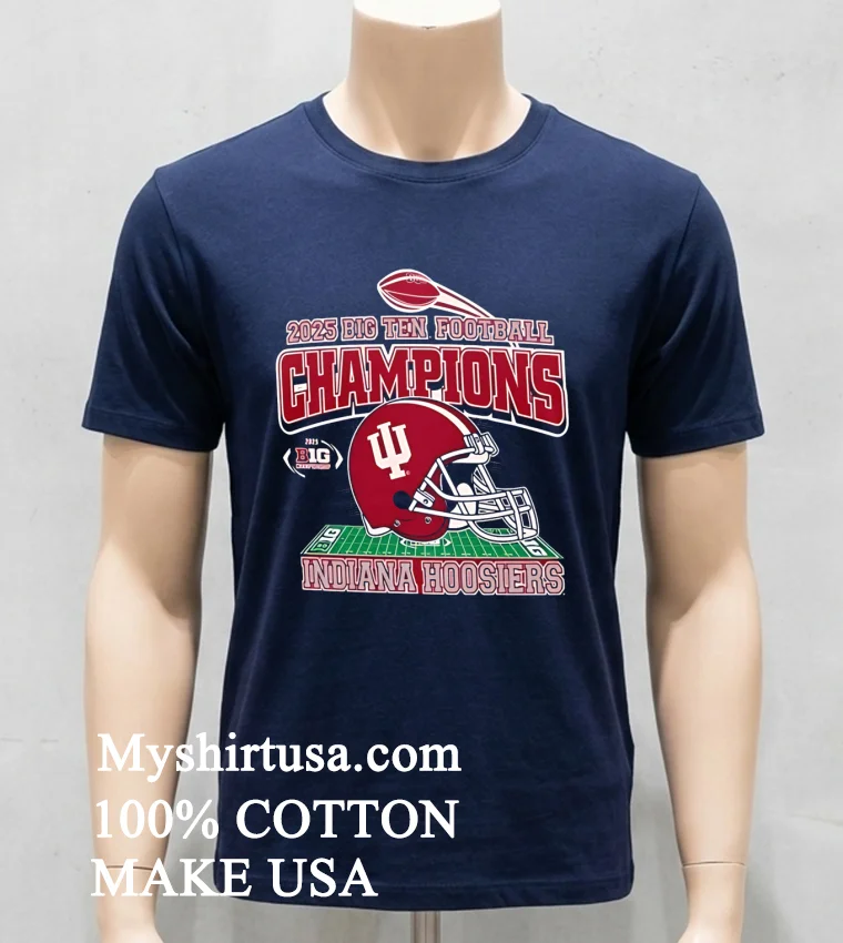 Indiana Hoosiers 2026 Big Ten Football Champions Iu Helmet Graphic Championship Shirt Navy Shirt