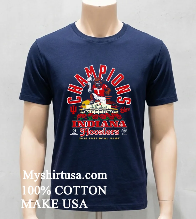 Indiana Hoosiers 2026 Rose Bowl Champions Bison Stadium Mascot Shirt - navy-shirt Indiana Hoosiers 2026 Rose Bowl Champions Bison Stadium Mascot Shirt Navy Shirt