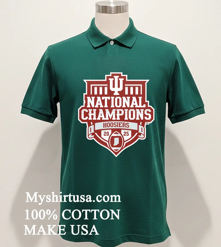 Indiana Hoosiers Red Blue 84 College Football Playoff National Champions Shield Shirt Green Shirt