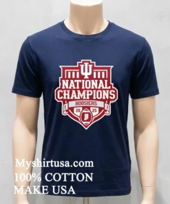 Indiana Hoosiers Red Blue 84 College Football Playoff National Champions Shield Shirt