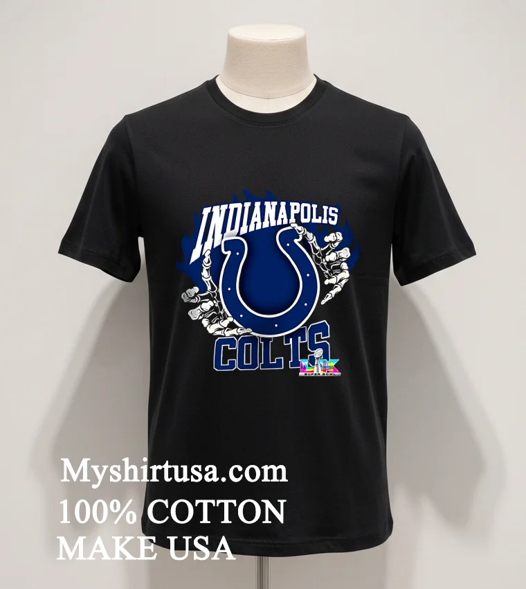 Indianapolis Colts Skeleton Hands Flaming Logo Lx Super Bowl Championship Shirt - balck-shirt Indianapolis Colts Skeleton Hands Flaming Logo Lx Super Bowl Championship Shirt Balck Shirt 1