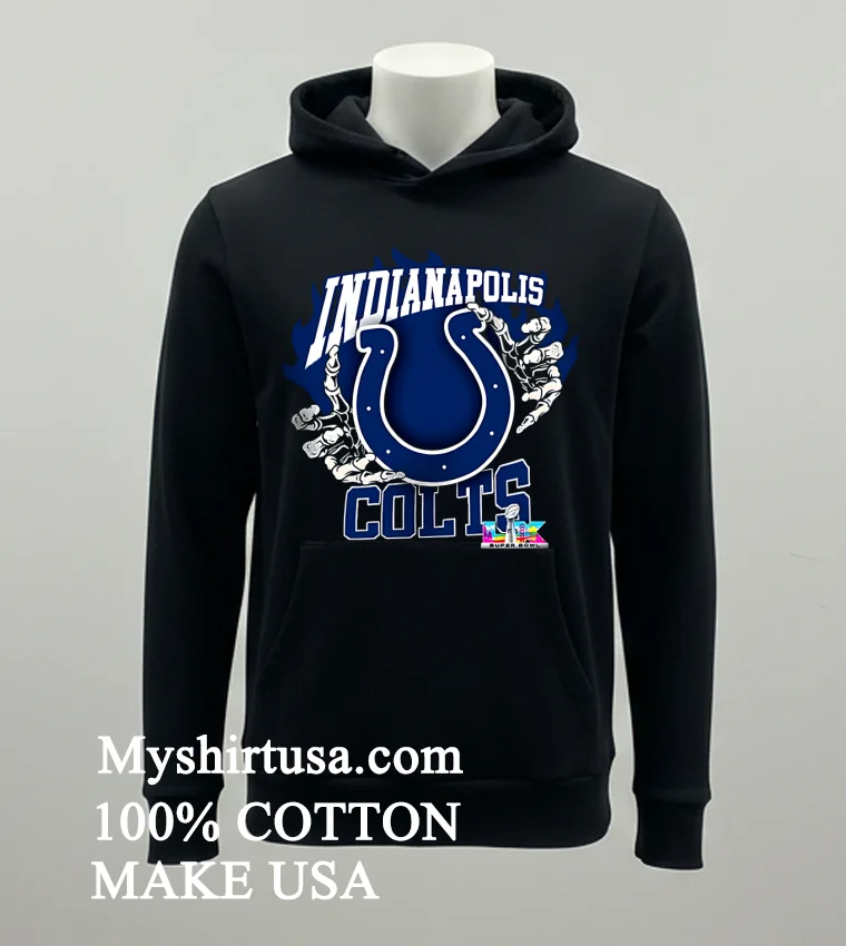 Indianapolis Colts Skeleton Hands Flaming Logo Lx Super Bowl Championship Shirt Balck Shirt