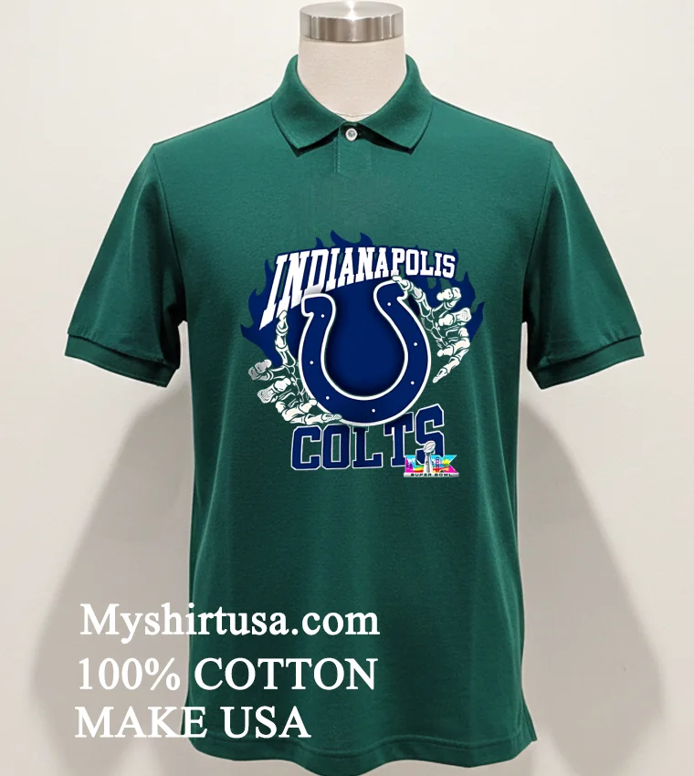 Indianapolis Colts Skeleton Hands Flaming Logo Lx Super Bowl Championship Shirt Green Shirt