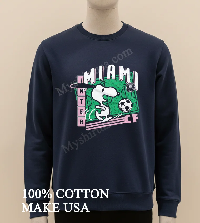 Inter Miami Cf Snoopy Soccer Pitch Running Shirt Long Sleve Shirt