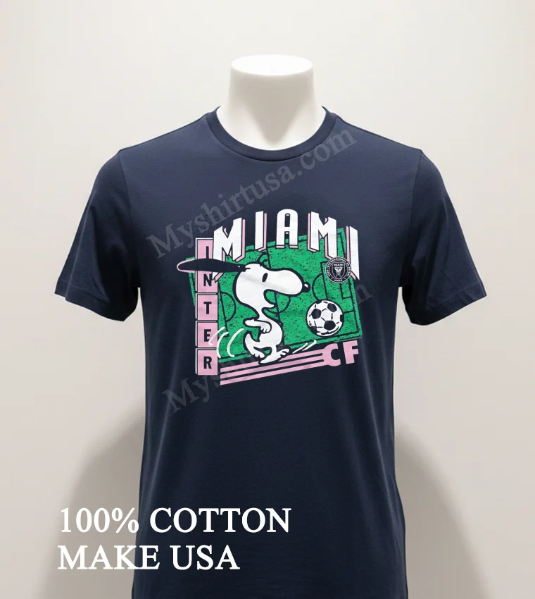 Inter Miami Cf Snoopy Soccer Pitch Running Shirt Navy Shirt 1