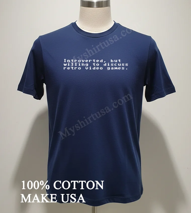 Introverted But Willing To Discuss Retro Video Games Shirt Navy Shirt 2