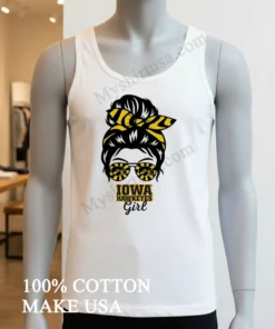 Iowa Hawkeyes Girl Sunglasses Messy Bun funny america t-shirts