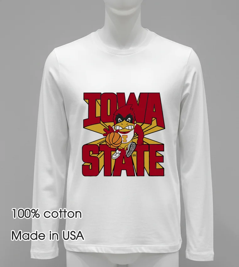 Iowa State Cyclones Basketball Mascot Shirt - white-t-shirt Iowa State Cyclones Basketball Mascot Shirt White T Shirt