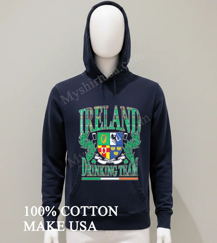 Ireland Drinking Team Crest With Beer Glasses And Shamrocks Shirt Balck Shirt