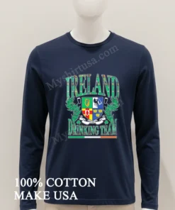 Ireland Drinking Team Crest With Beer Glasses And Shamrocks funny america t-shirts